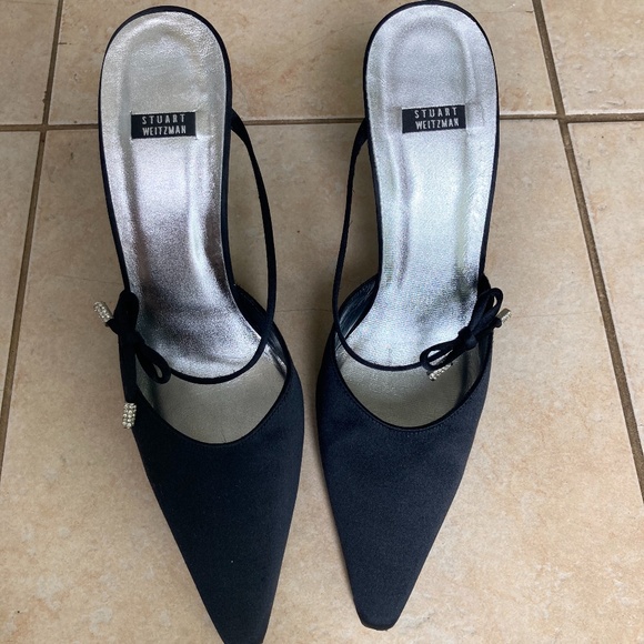 Stuart Weitzman Black Satin Heels - Picture 1 of 6